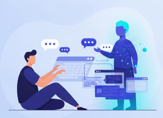A person and their AI teammate building software together